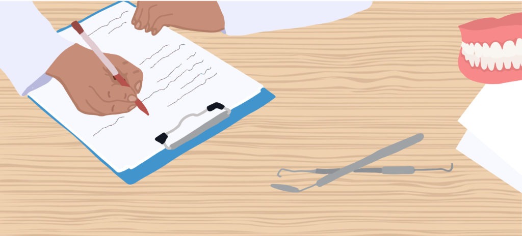 graphic showing dentist writing business plan