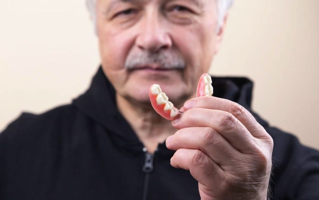 man with dentures